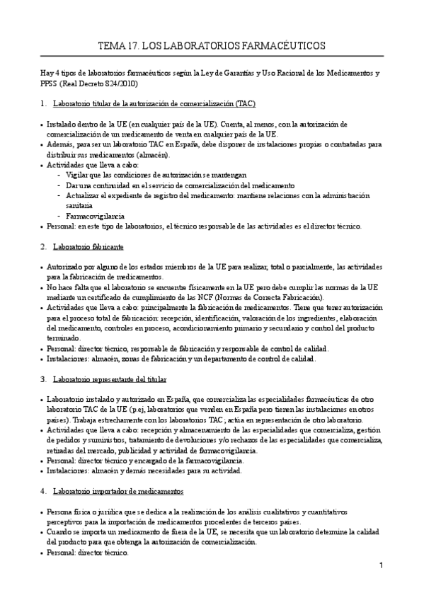 Miniatura del documento TEMA 17. LOS LABORATORIOS FARMACÉUTICOS.pdf