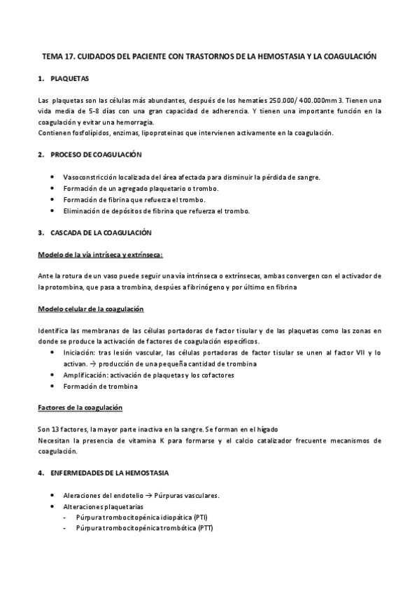 Miniatura del documento Tema 17. Cuidados del paciente con trastornos de la hemostasia y la coagulación.pdf
