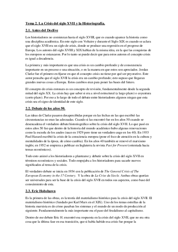 Miniatura del documento Tema 2. La Crisis del siglo XVII y la Historiografía.docx