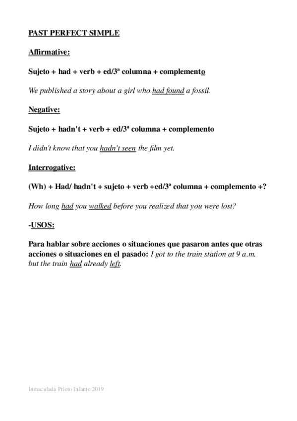 Miniatura del documento Past perfect simple.odt