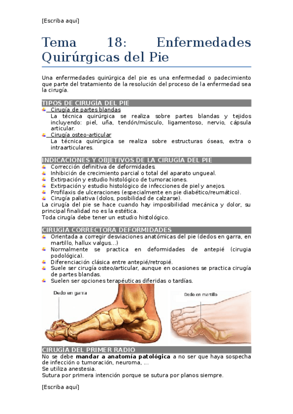 Miniatura del documento Tema 17. Enfermedades Quirúrgicas del pie.docx