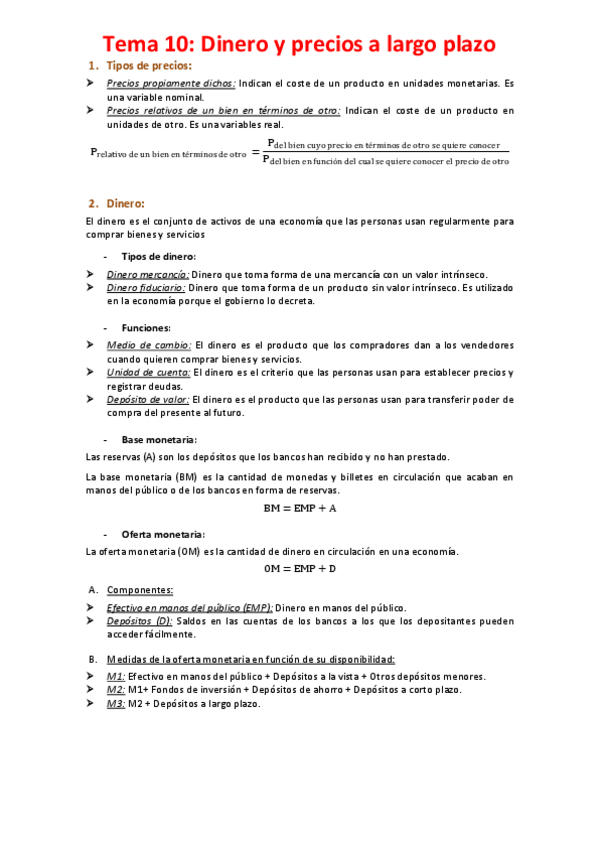 Miniatura del documento Tema 10 - Dinero y precios a largo plazo.pdf