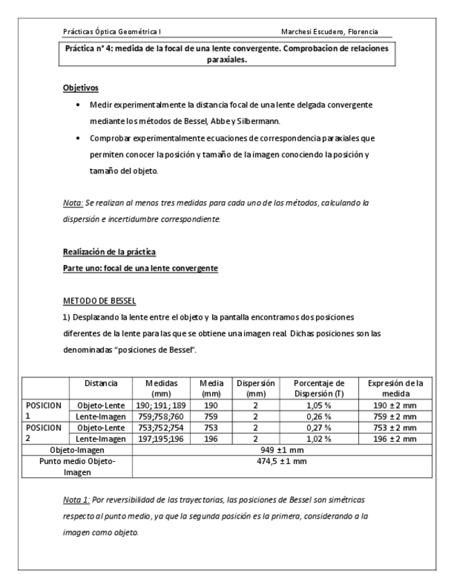 Miniatura del documento Práctica 4 - medida de la focal de una lente convergente. Comprobación de relaciones paraxiales.pdf