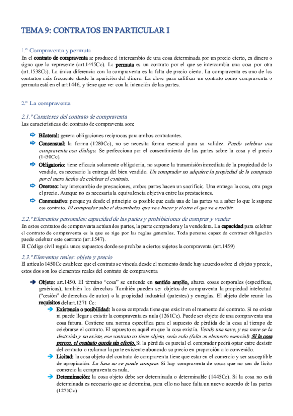 Miniatura del documento TEMA-9: Contratos en particular I