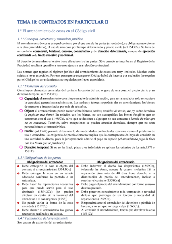 Miniatura del documento TEMA-10: Contratos en particular II