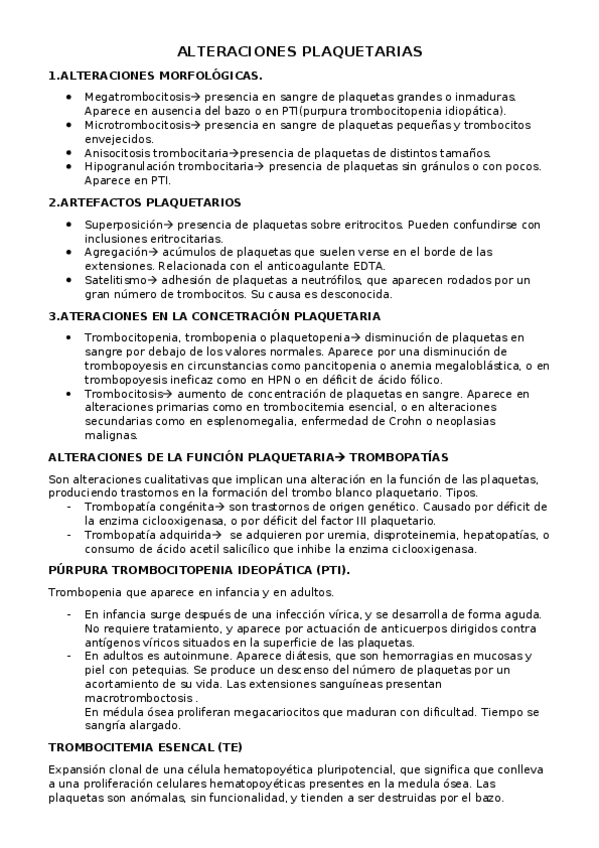 Miniatura del documento Alteraciones plaquetarias