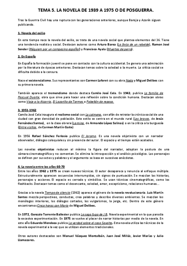 Miniatura del documento TEMA 5. LA NOVELA DEL 39 AL 75 
