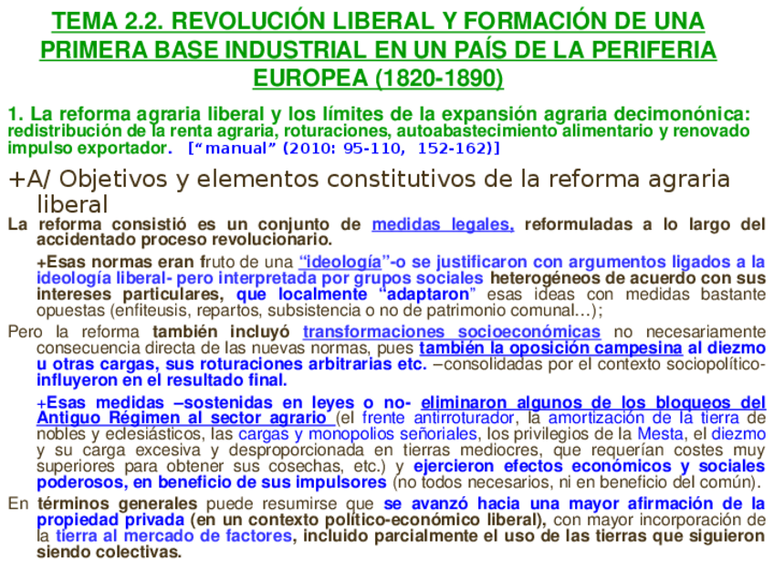 Miniatura del documento Lección 5ª2.2.5 REFORMA AGRÀRIA LIBERAL I LIMITIS DEL CREIXEMENT AGRARI AL SEGLE XIX.ppt