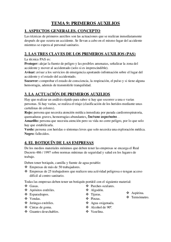 Miniatura del documento TEMA 9 - PRIMEROS AUXILIOS.pdf