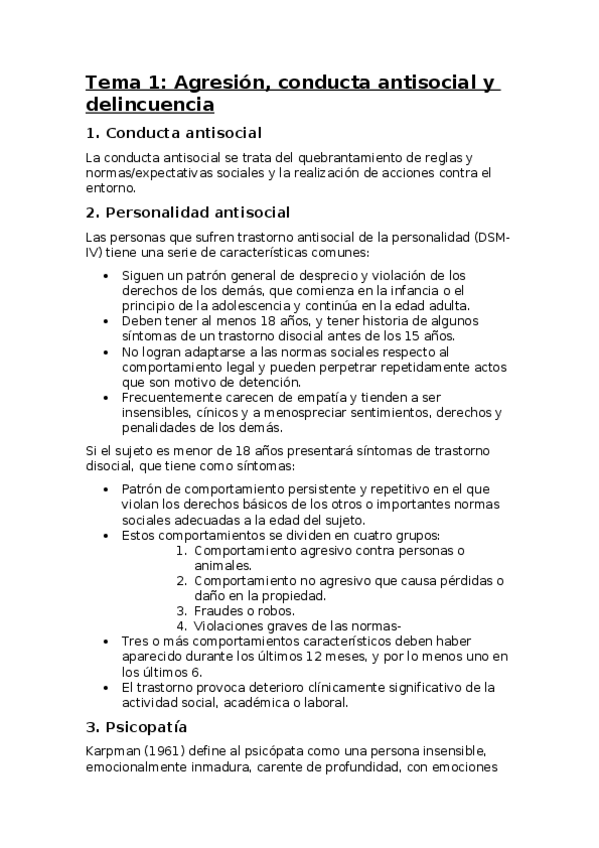 Miniatura del documento Tema 1 - Agresión conducta antisocial y delincuencia.docx