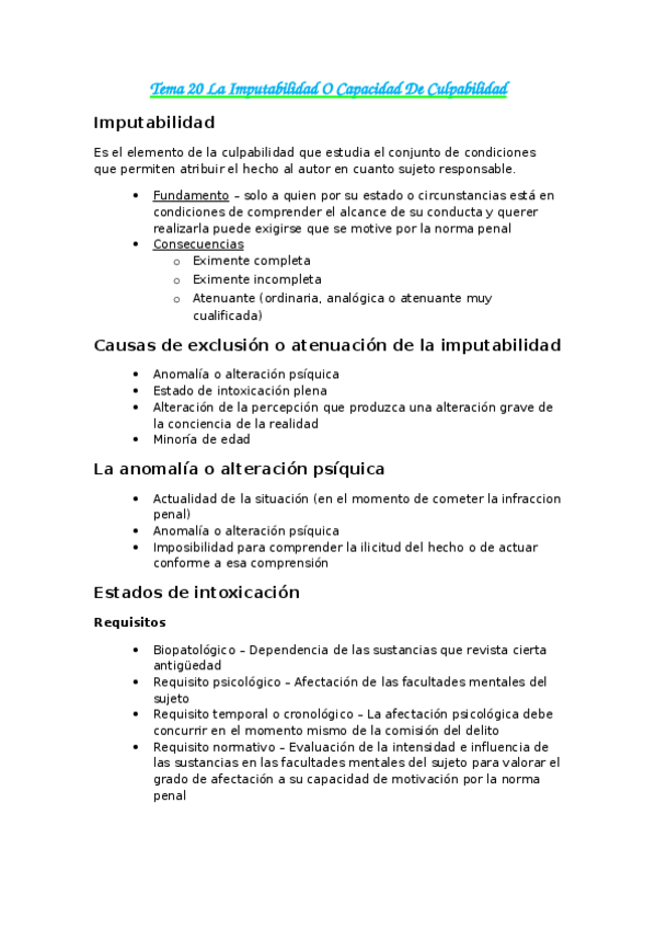 Miniatura del documento Tema 20 La Imputabilidad O Capacidad De Culpabilidad.docx