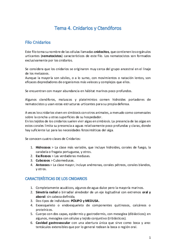 Miniatura del documento Tema 4. Cnidarios y Ctenoforos.pdf