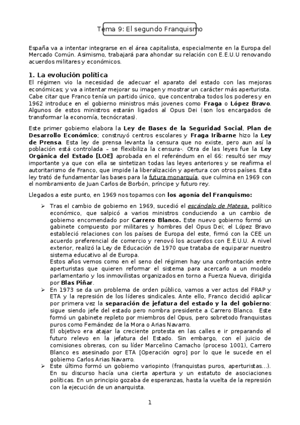 Miniatura del documento Tema 9 - El segundo franquismo.docx