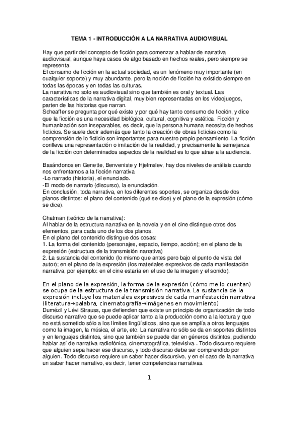 Miniatura del documento Tema 1 Introducción a la narrativa audiovisual con lecturas.docx