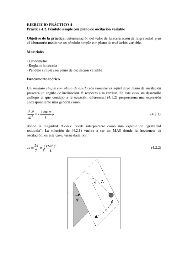 Miniatura del documento Practica 4. Pendulo simple - Pendulo inclinado.doc