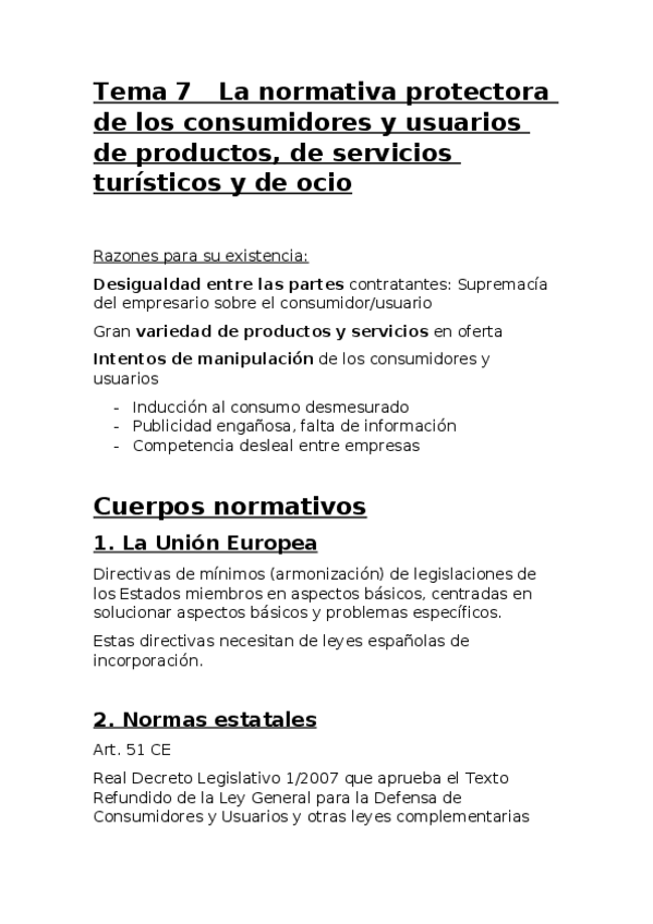 Miniatura del documento Resumen Tema 7   La normativa protectora de los consumidores y usuarios de productos.docx