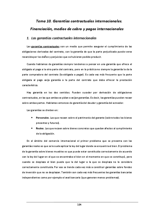 Miniatura del documento Tema 10. Garantías contractuales internacionales. Financiación- medios de cobro y pagos internacionales.pdf