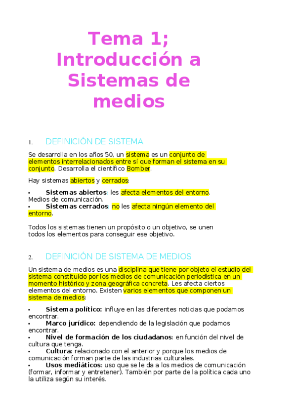 Miniatura del documento TEMA 1 Introducción Sistema de Medios.odt