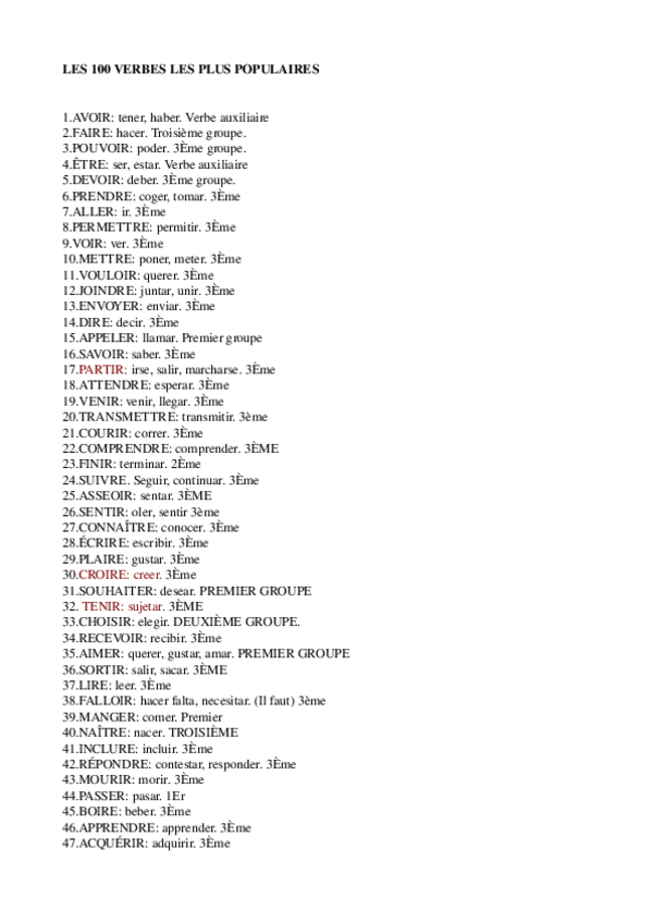 Miniatura del documento LES 100 VERBES analyse.odt