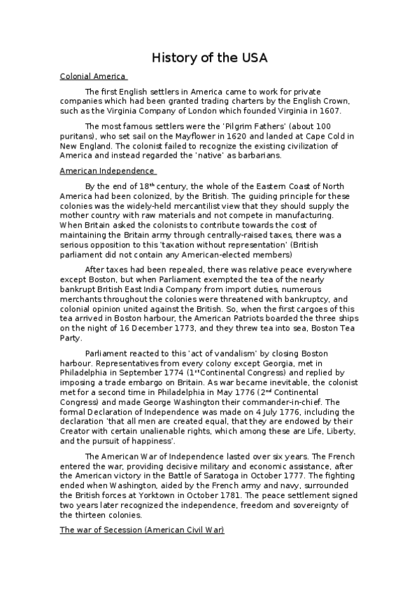 Miniatura del documento History of the USA.docx