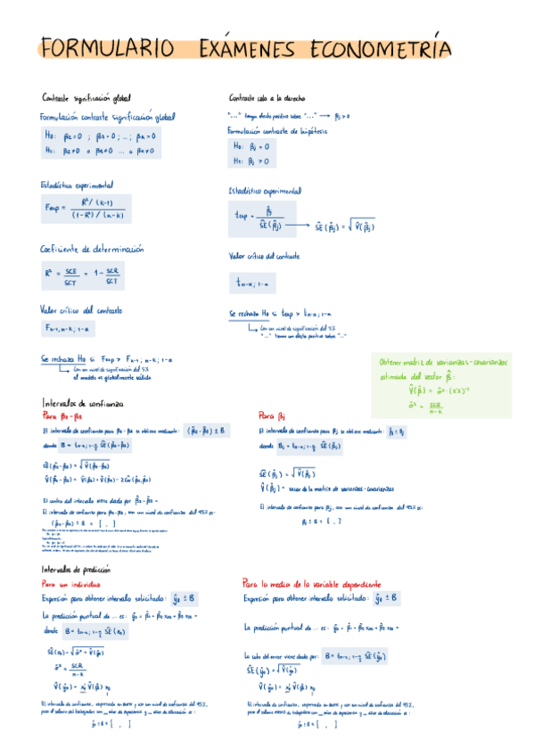 Miniatura del documento Formulario para exámenes Econometría.pdf