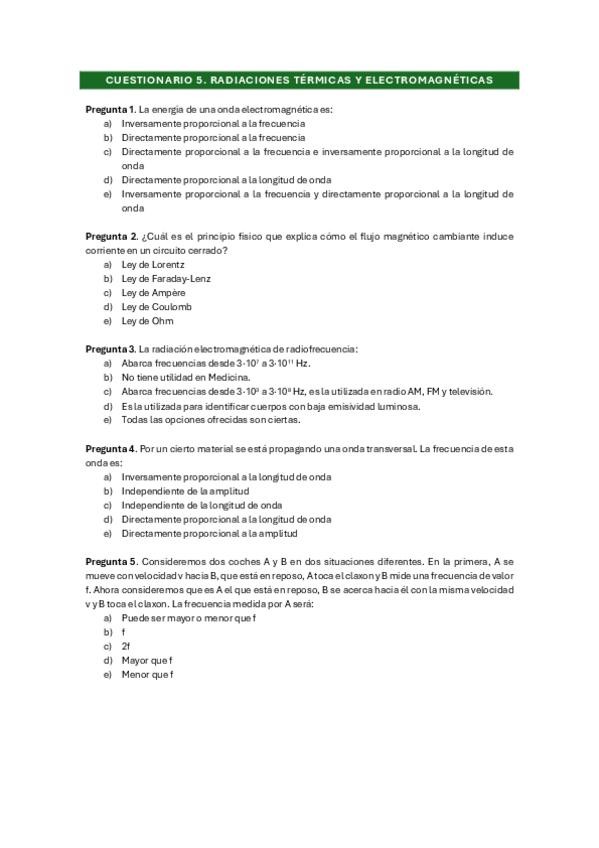Miniatura del documento Cuestionario 5 - Radiaciones térmicas y electromagnéticas.pdf