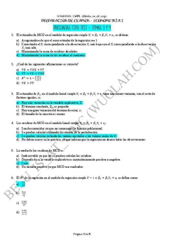 Miniatura del documento PREGUNTAS TIPO TEST: TEMAS 3 Y 4 (RESUELTO) -ECONOMETRÍA I.pdf.pdf