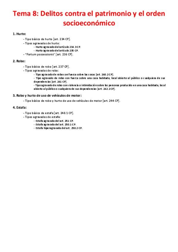 Miniatura del documento Tema 8 - Delitos contra el patrimonio y el orden socioeconómico.pdf