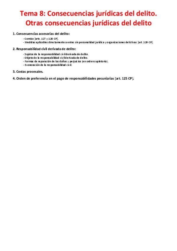 Miniatura del documento Tema 8 - Consecuencias jurídicas del delito. Otras consecuencias jurídicas del delito.pdf