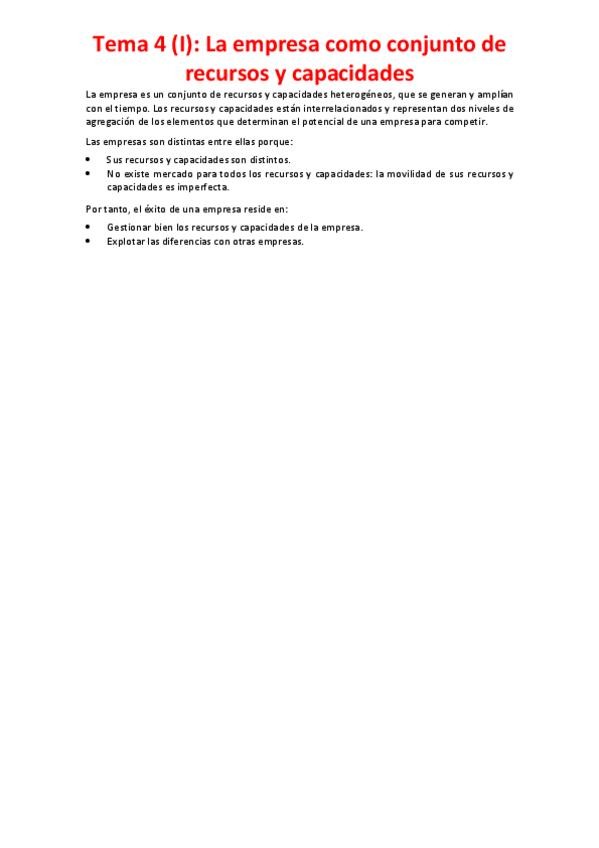 Miniatura del documento Tema 4 (I) - La empresa como conjunto de recursos y capacidades.pdf
