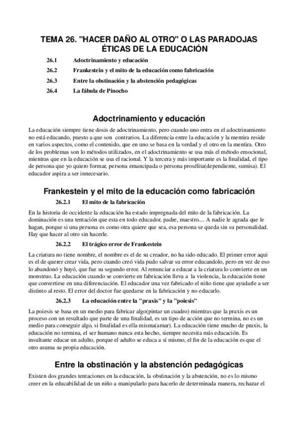 Miniatura del documento Tema 26. Hacer daño al otro o las paradojas éticas de la educación.odt