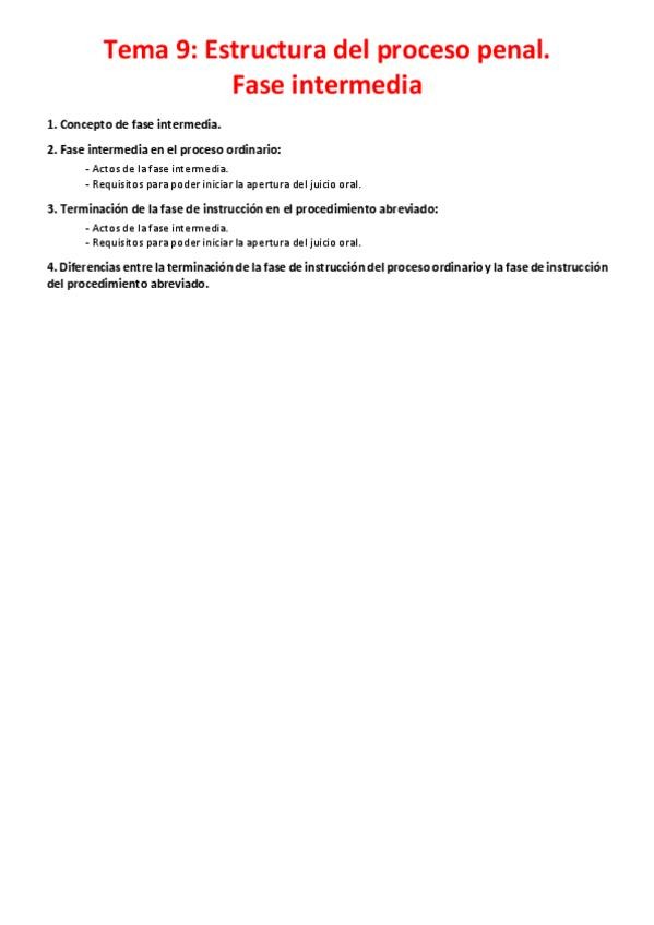 Miniatura del documento Tema 9 - Estructura del proceso penal. Fase intermedia.pdf