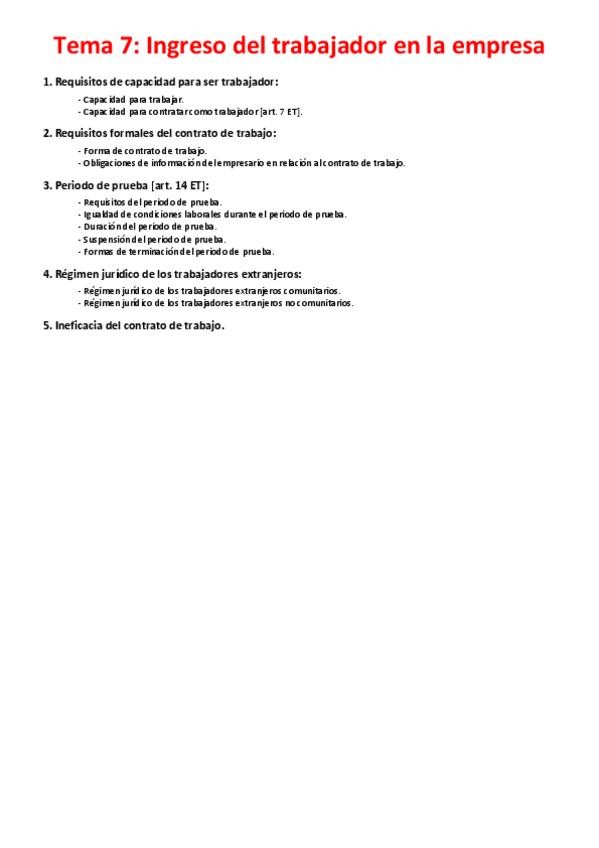 Miniatura del documento Tema 7 - Ingreso del trabajador en la empresa.pdf