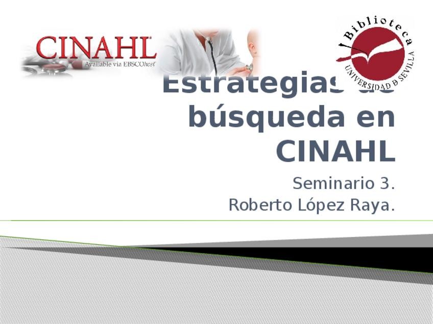 Miniatura del documento Estrategias de búsqueda en CINAHL.pptx