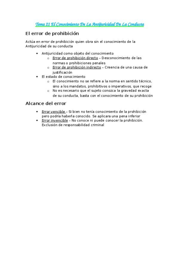 Miniatura del documento Tema 21 El Conocimiento De La Antijuricidad De La Conducta.docx