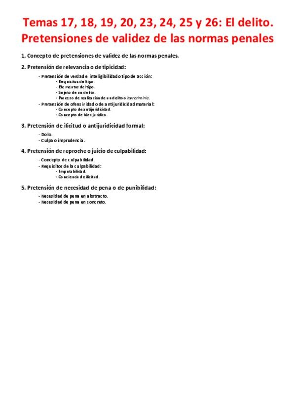 Miniatura del documento Tema 17- 18, 19, 20, 23, 24, 25 y 26 - El delito. Pretensiones de validez de las normas penales.pdf