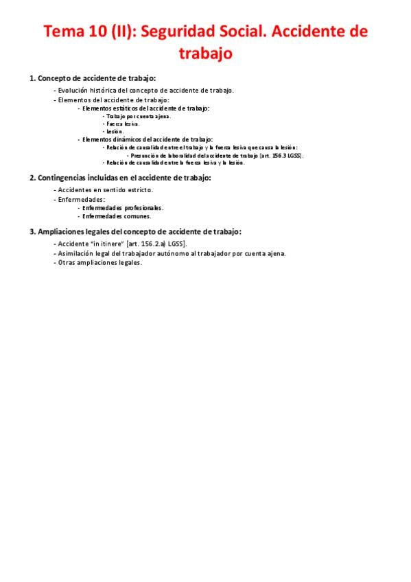 Miniatura del documento Tema 10 (II) - Seguridad Social. Accidente de trabajo.pdf