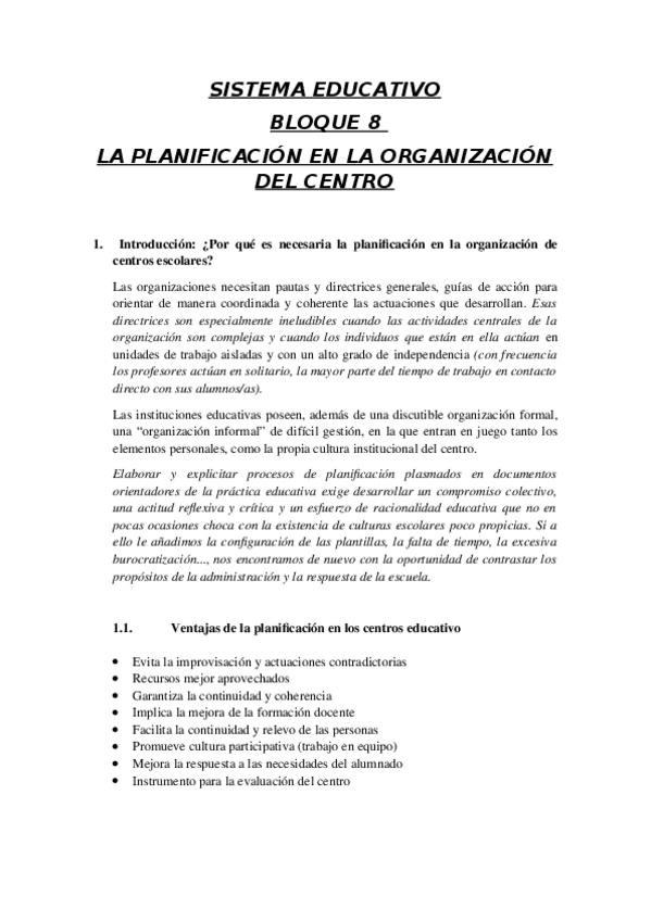 Miniatura del documento Tema 8 La planificación en la organización del centro.docx
