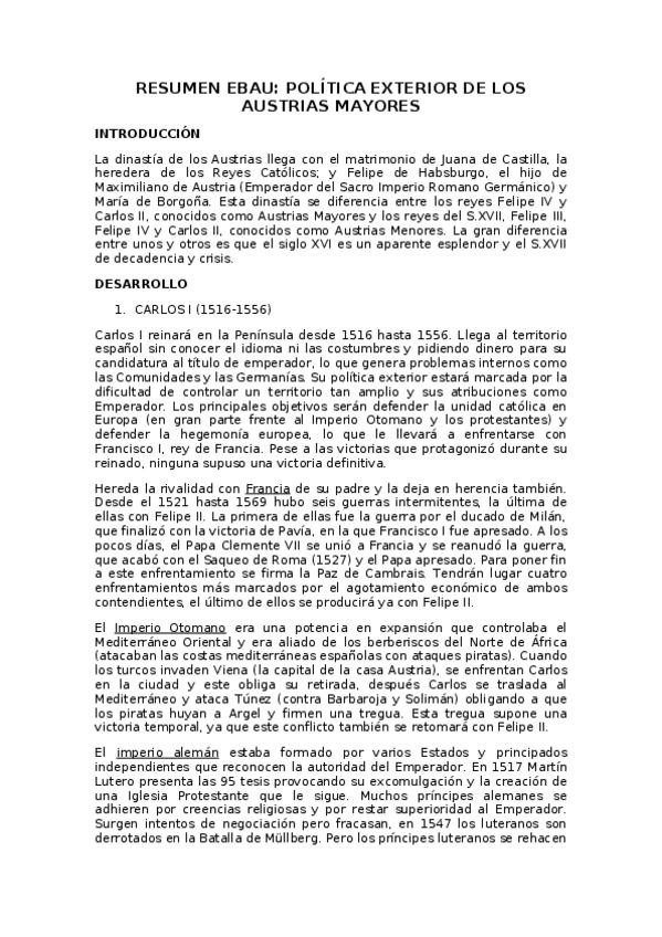 Miniatura del documento Austrias Mayores. Política exterior.docx